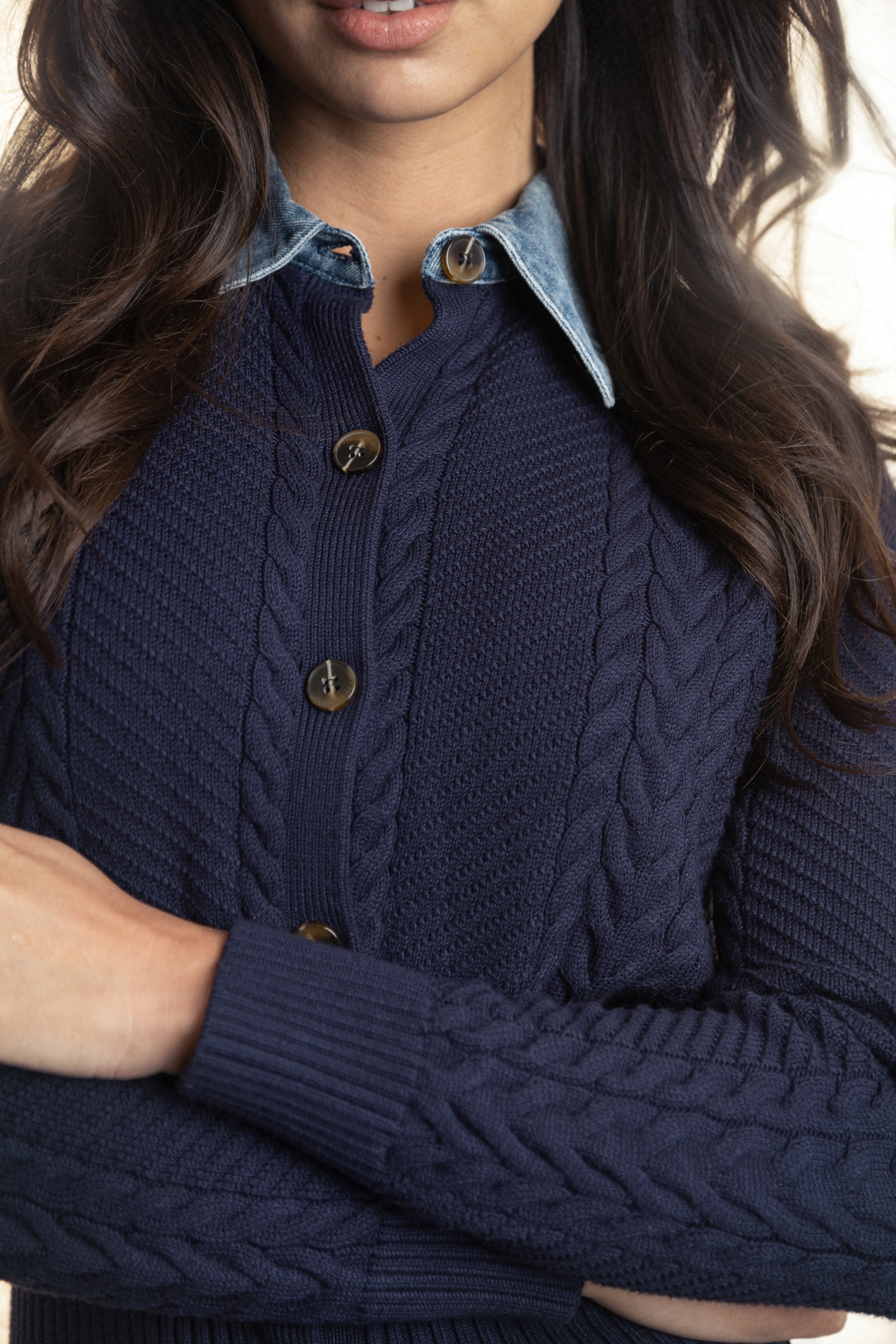 NAVY BOMBER SWEATER CARDIGAN