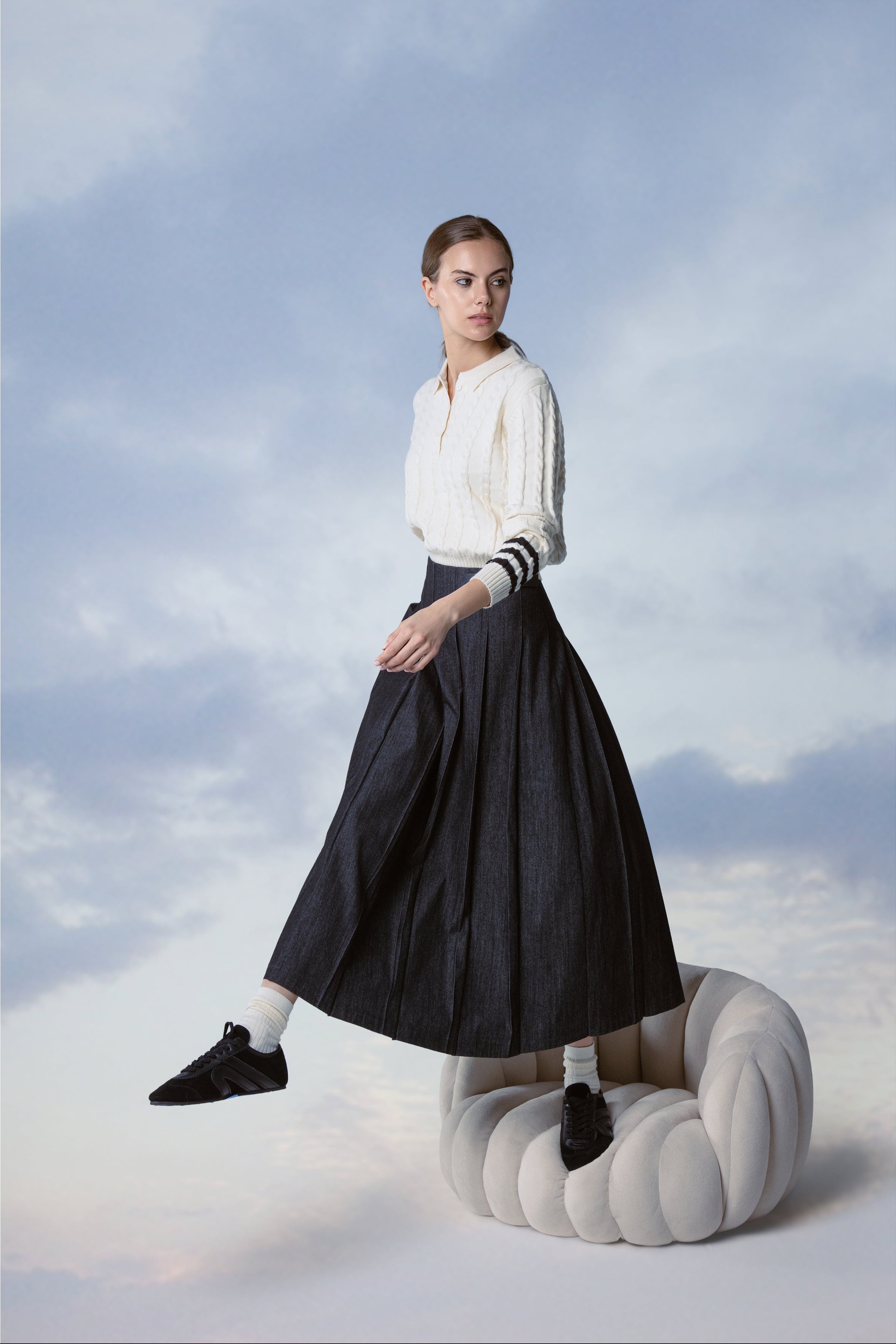 BLACK DENIM POLARIS SKIRT
