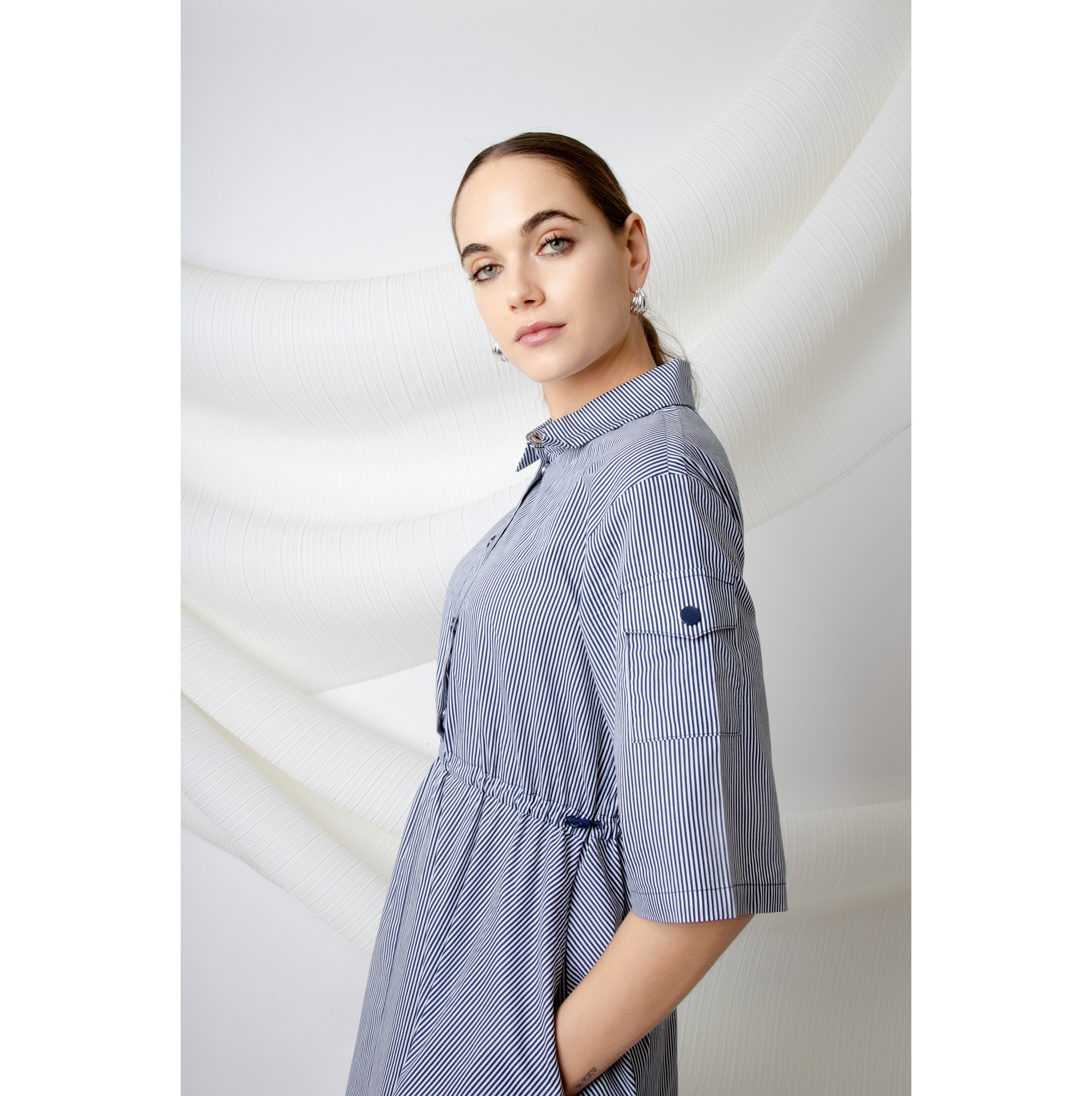 NAVY STRIPED ENZO DRESS