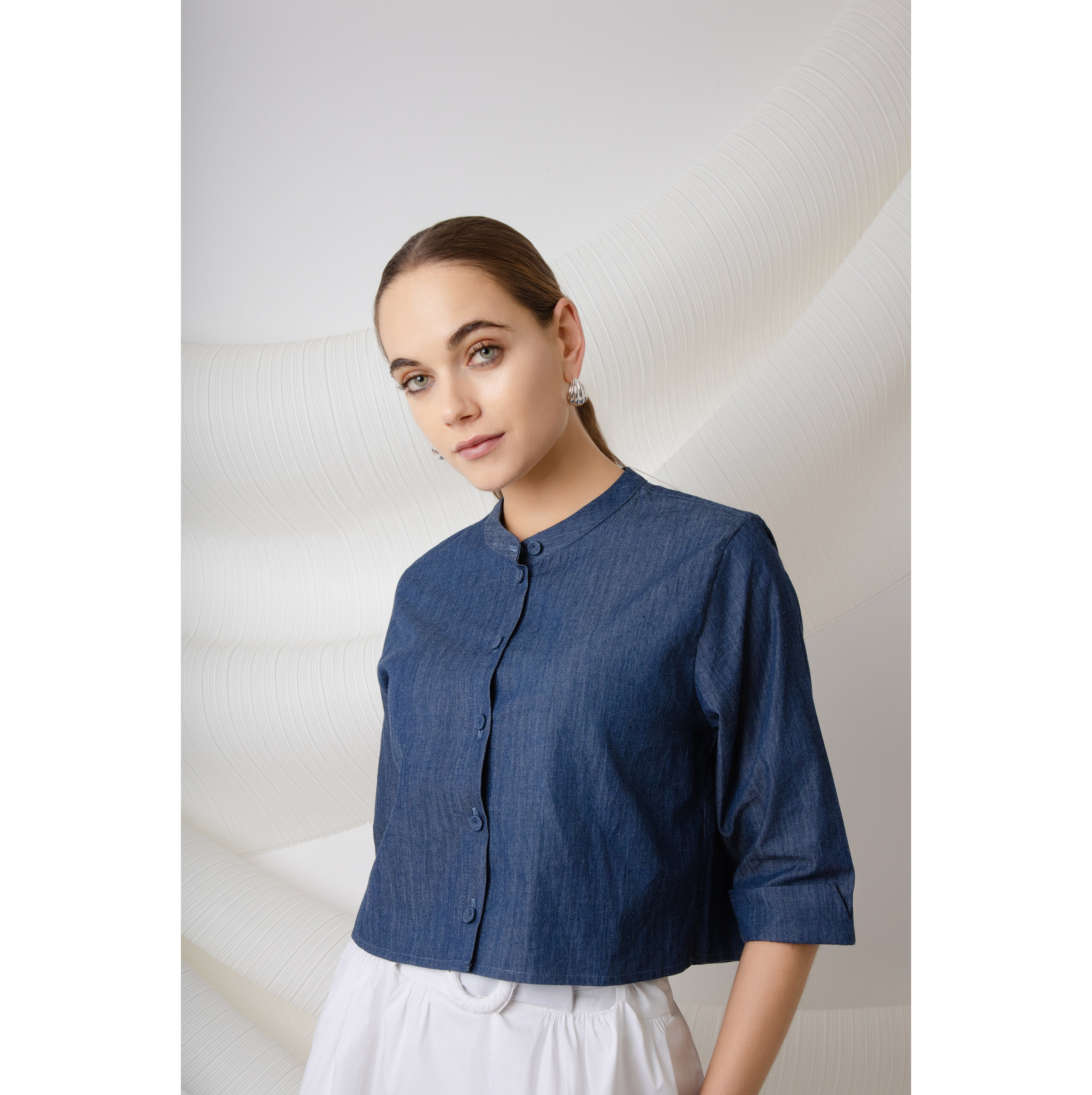 DARK DENIM RIVERA BLOUSE