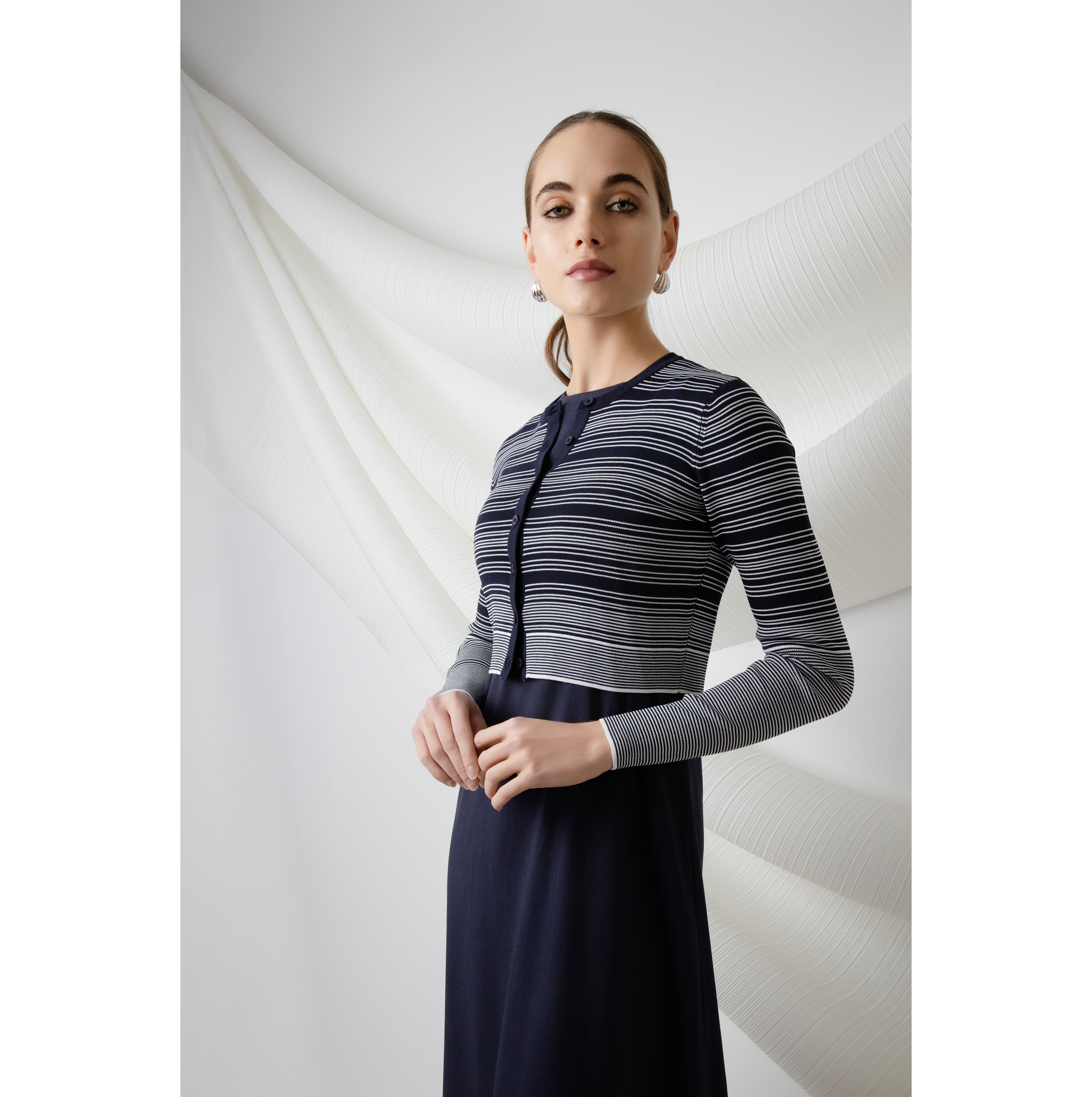 NAVY STRIPED KADE CARDIGAN