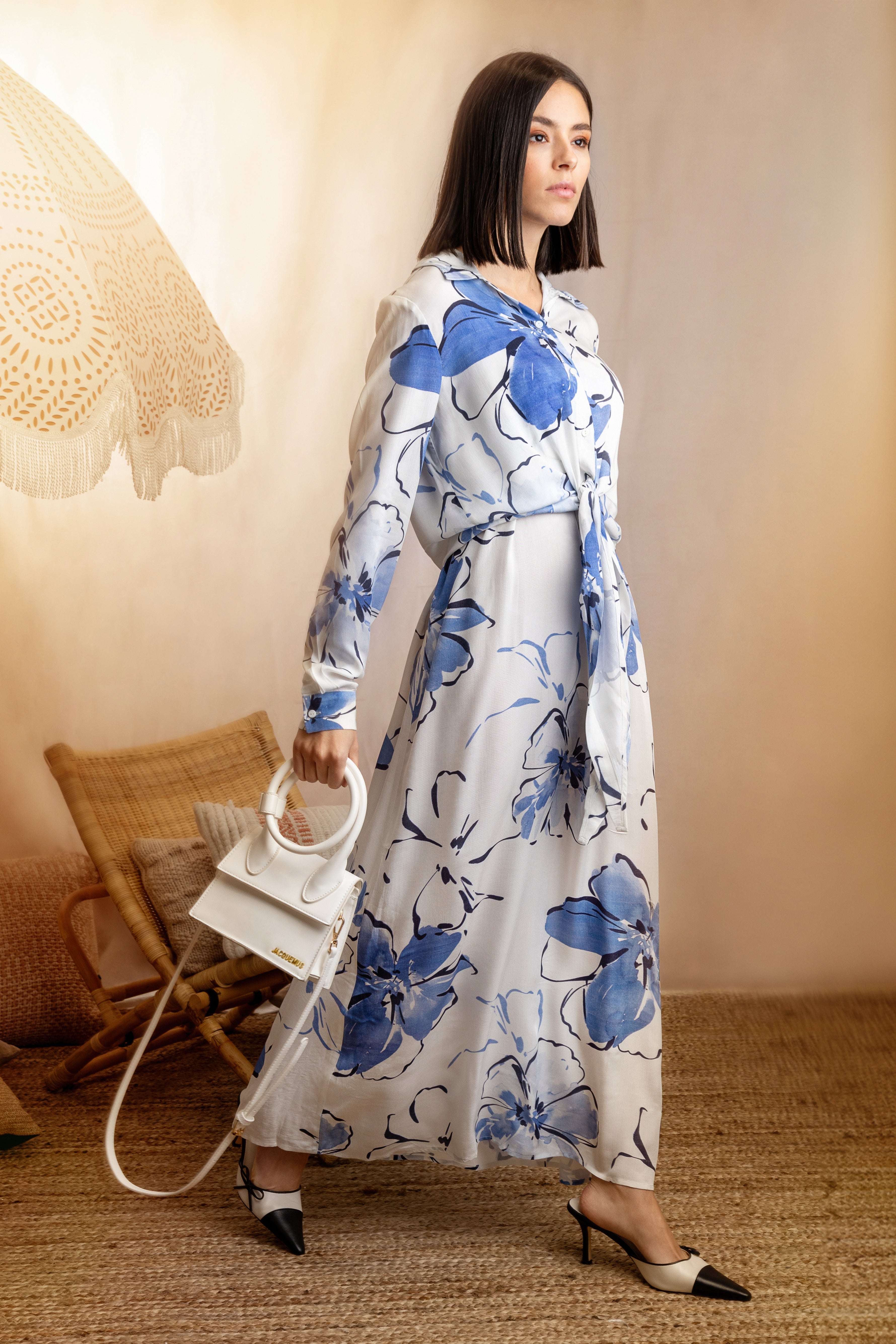 WHITE FLORAL PRINTED SPAGHETTI STRAP JUMPER