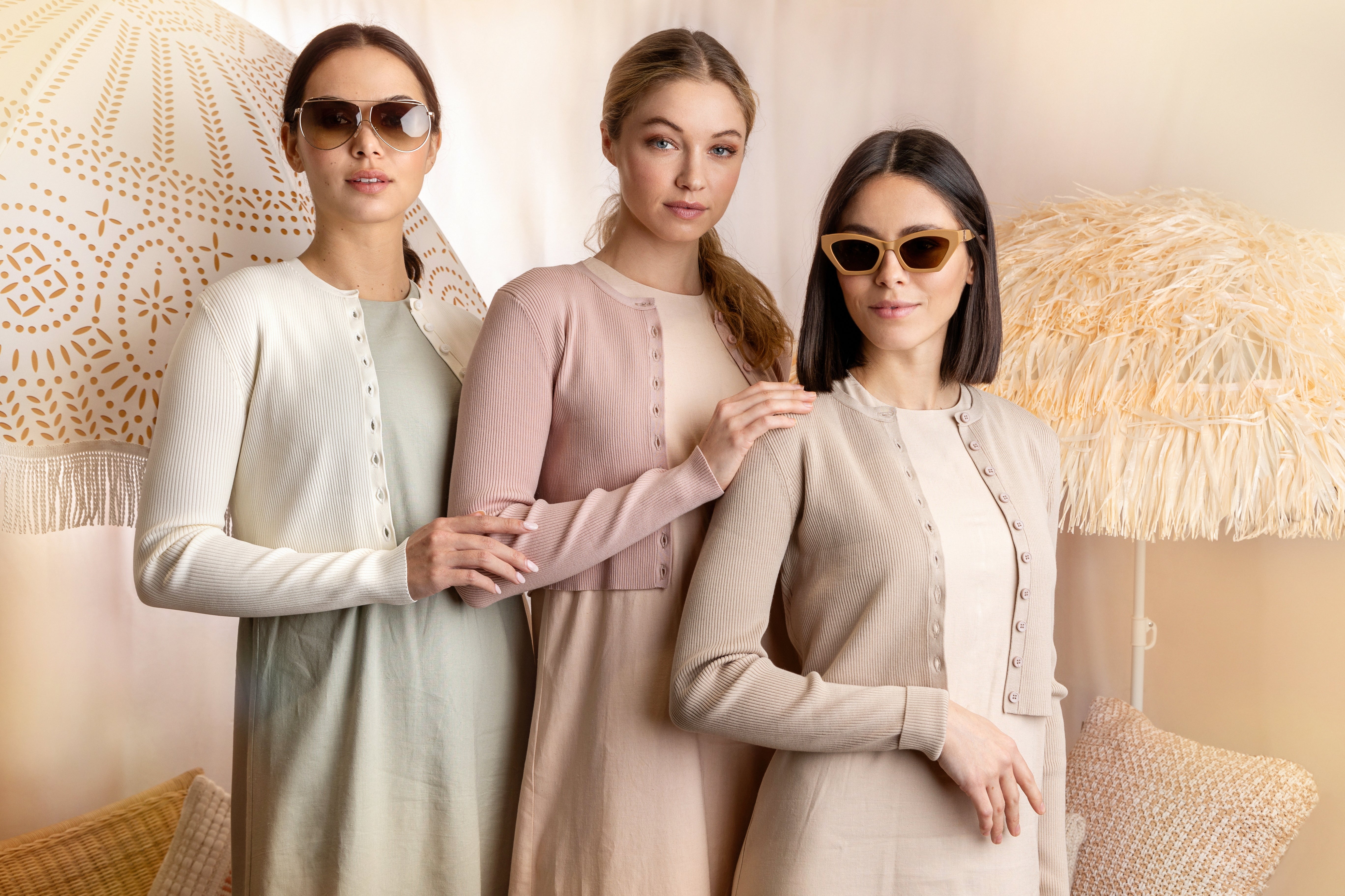 TINTED APRICOT BASIC RIB CARDIGAN