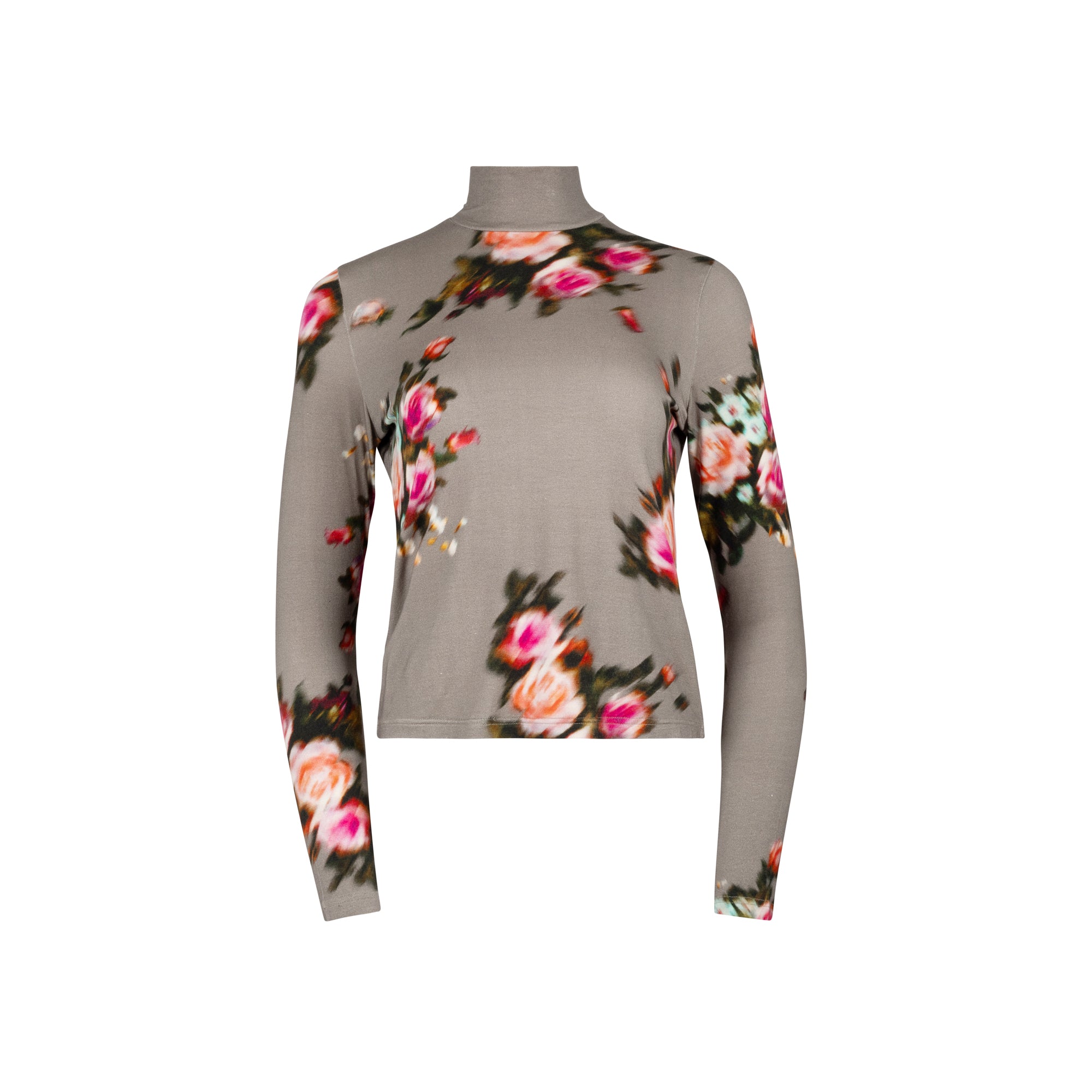 TAUPE FLORAL PRINTED ESSENT TURTLENECK