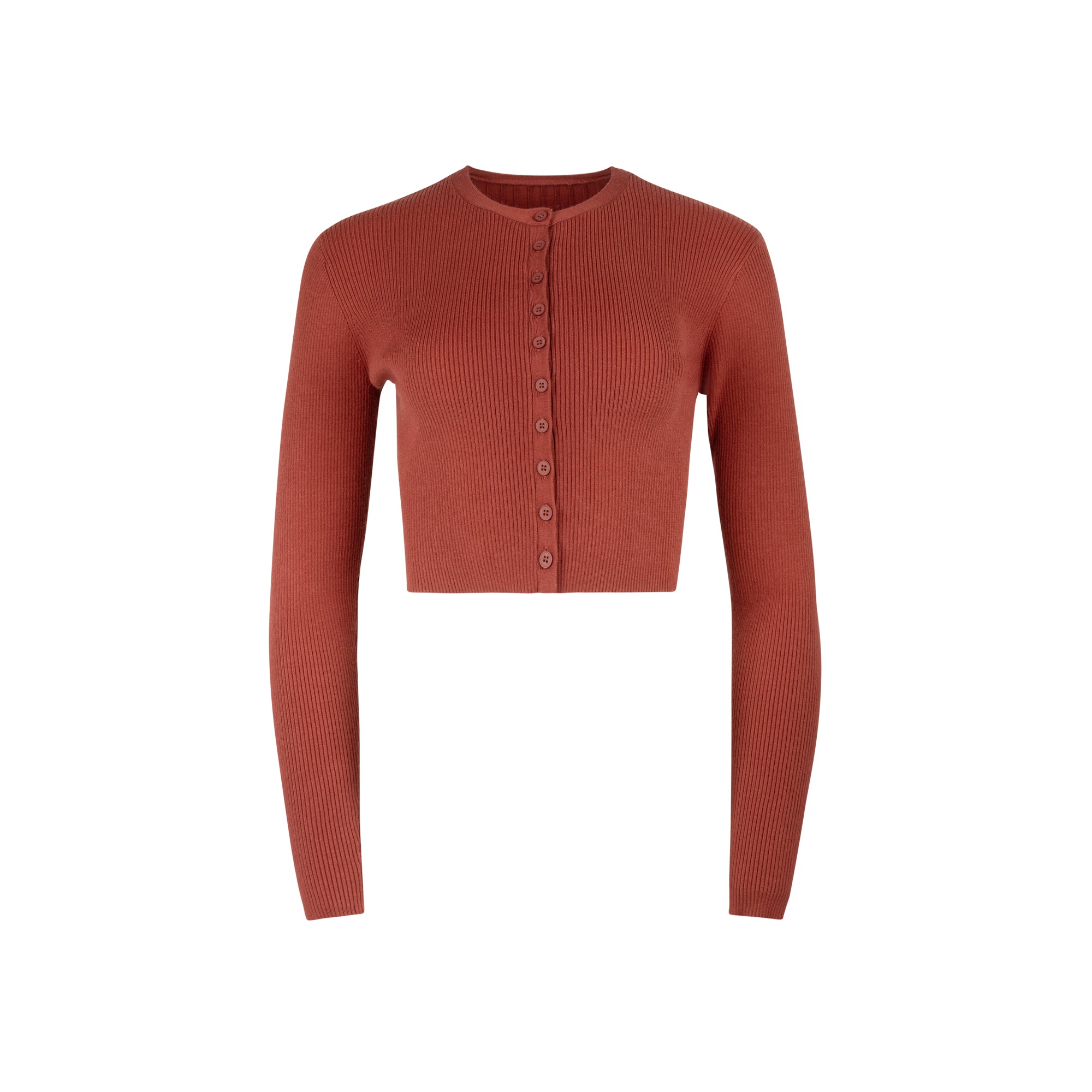 RUST BASIC RIB CARDIGAN