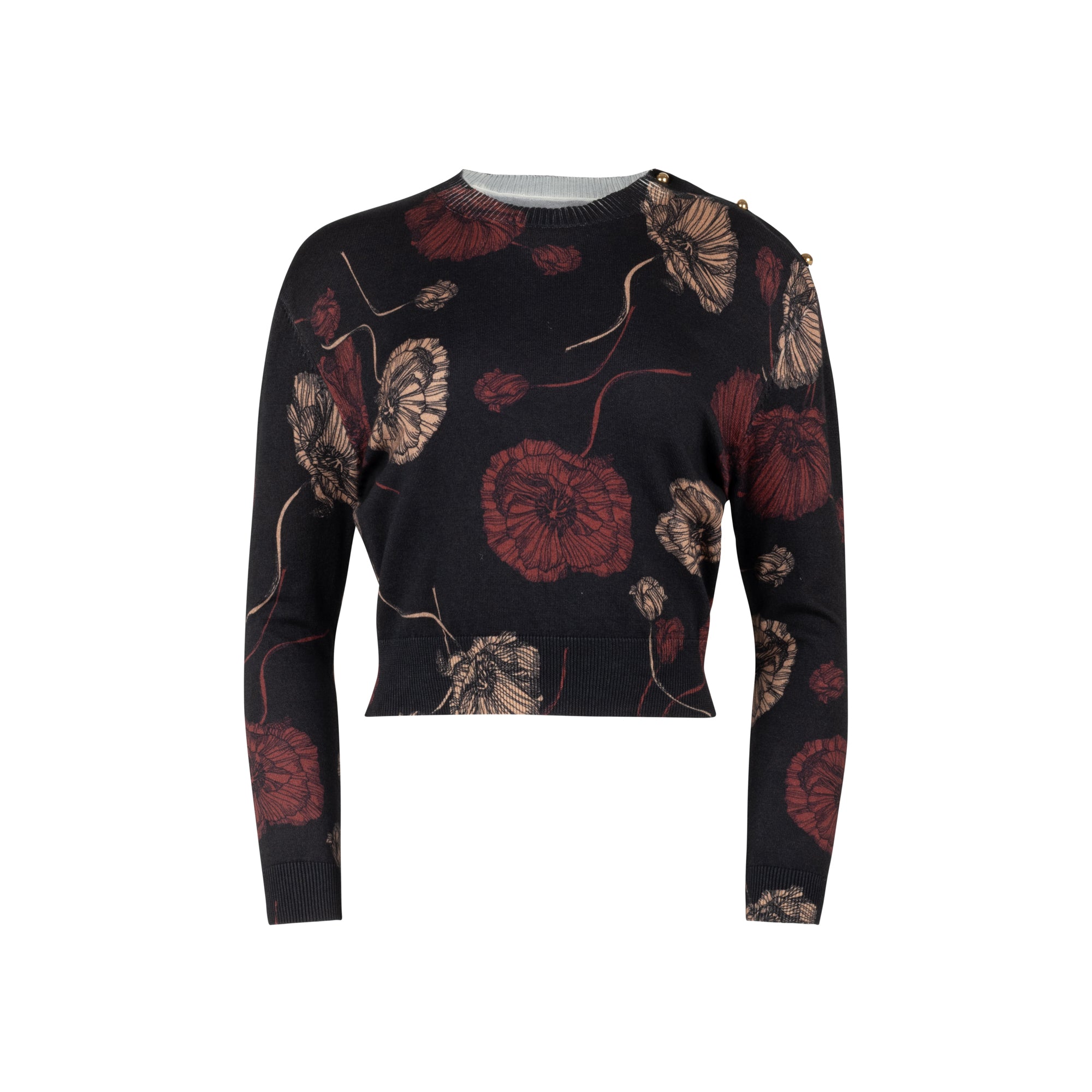 WINE FLORAL ARIA SWEATER
