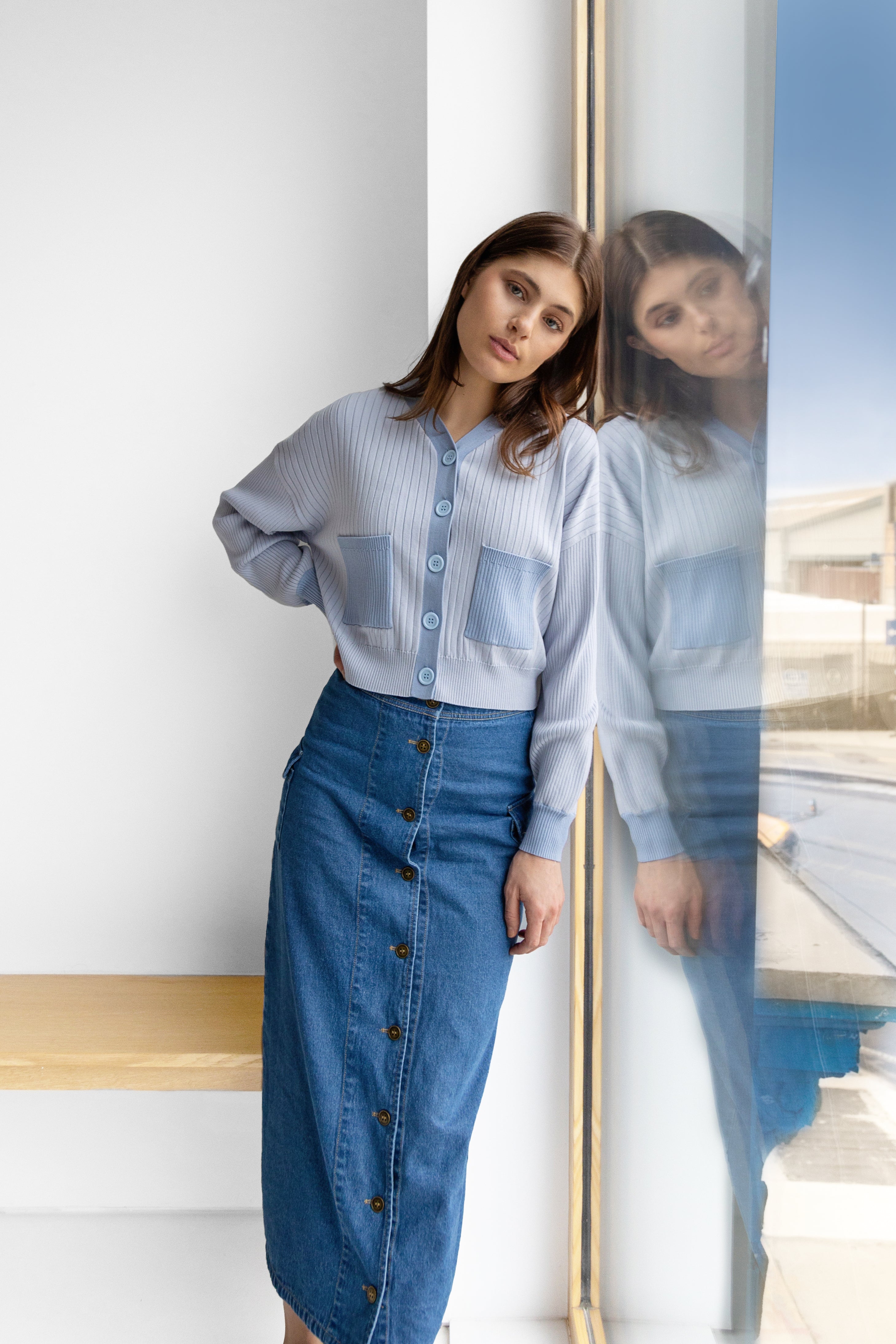 DARK DENIM POCKET SKIRT