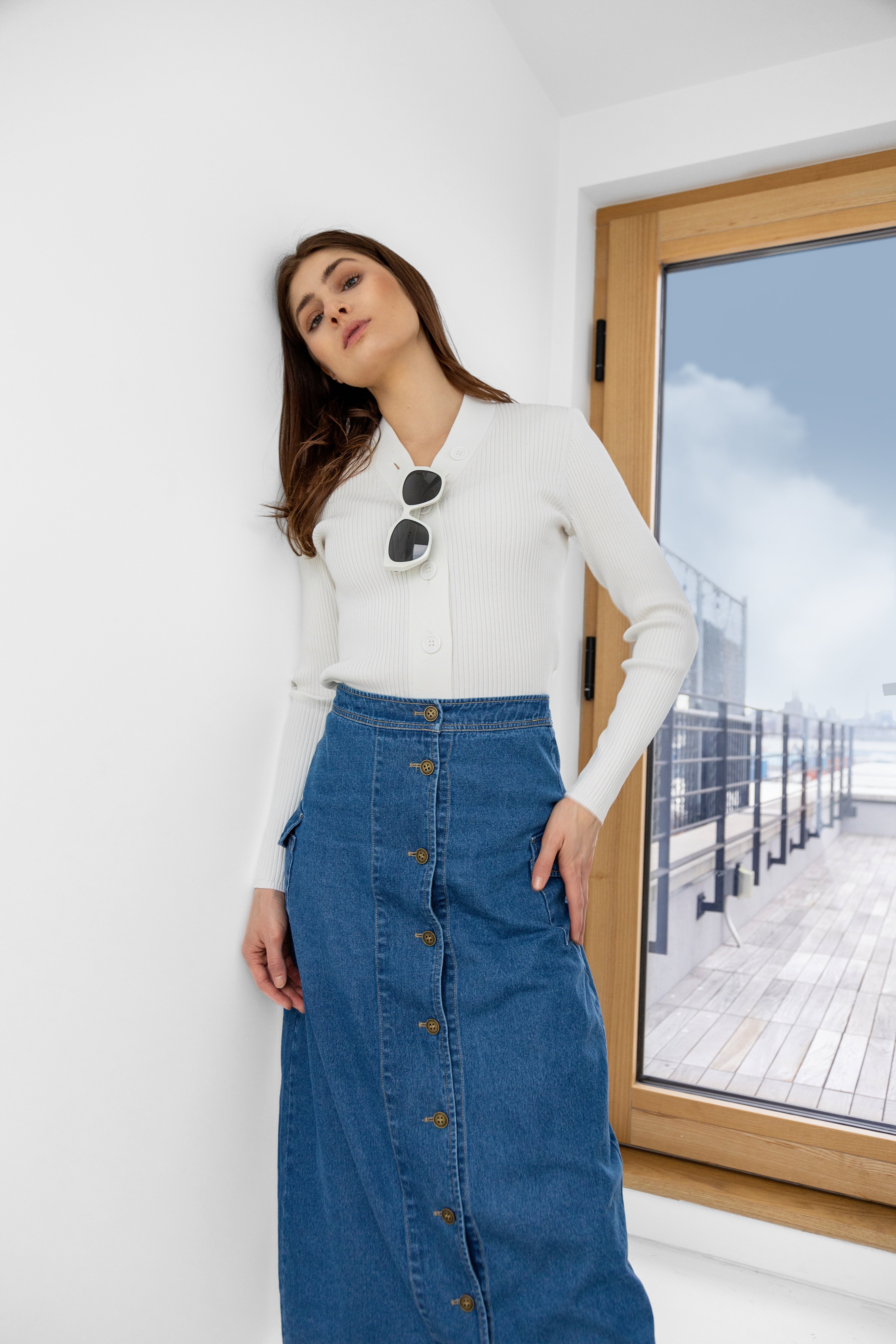 DARK DENIM POCKET SKIRT