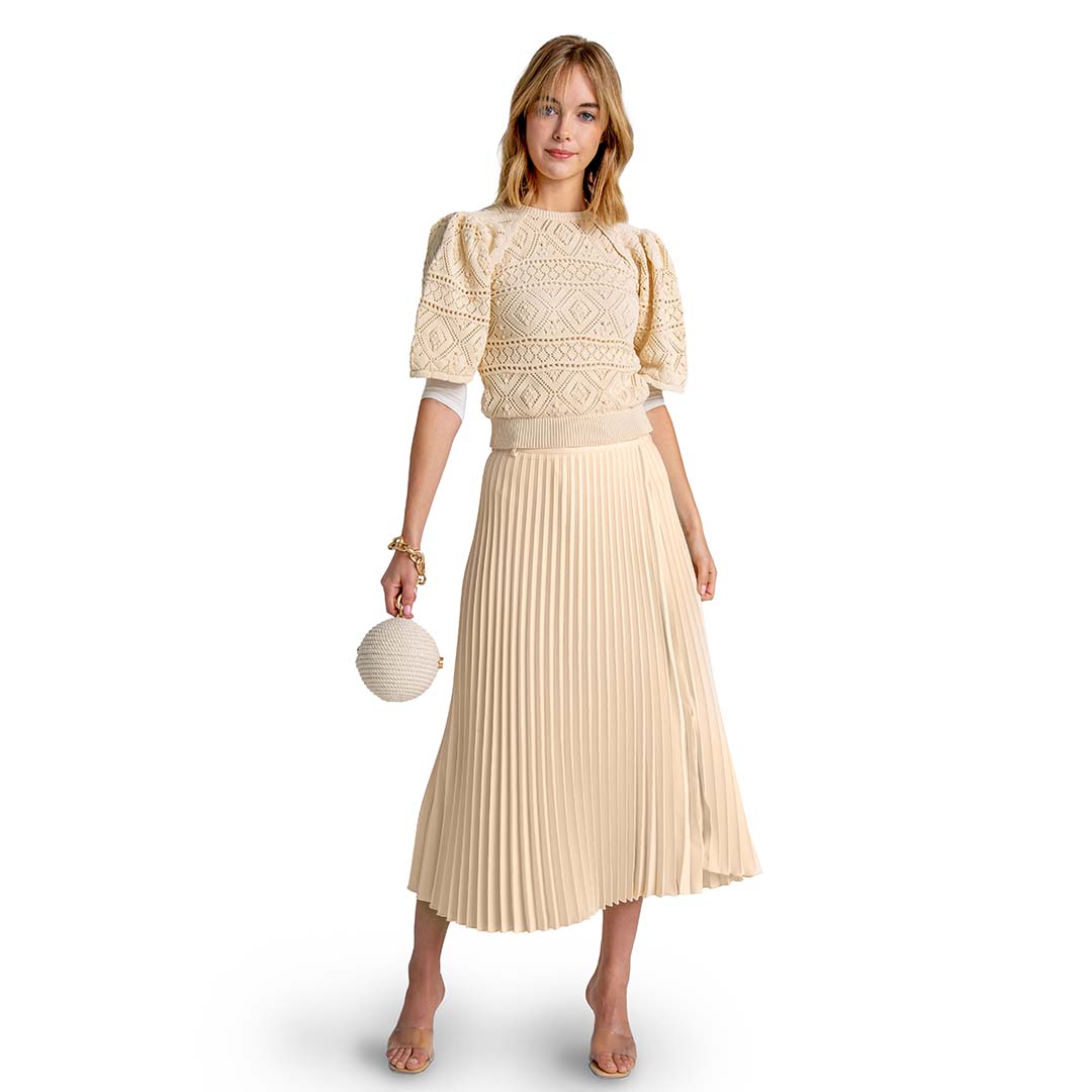 Natural Crochet Sleeve Round Neck