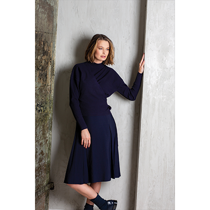 NAVY TURTLENECK WRAP SWEATER