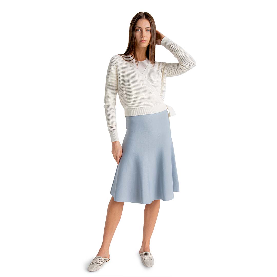 Ivory Cane Textured Wrap Cardigan