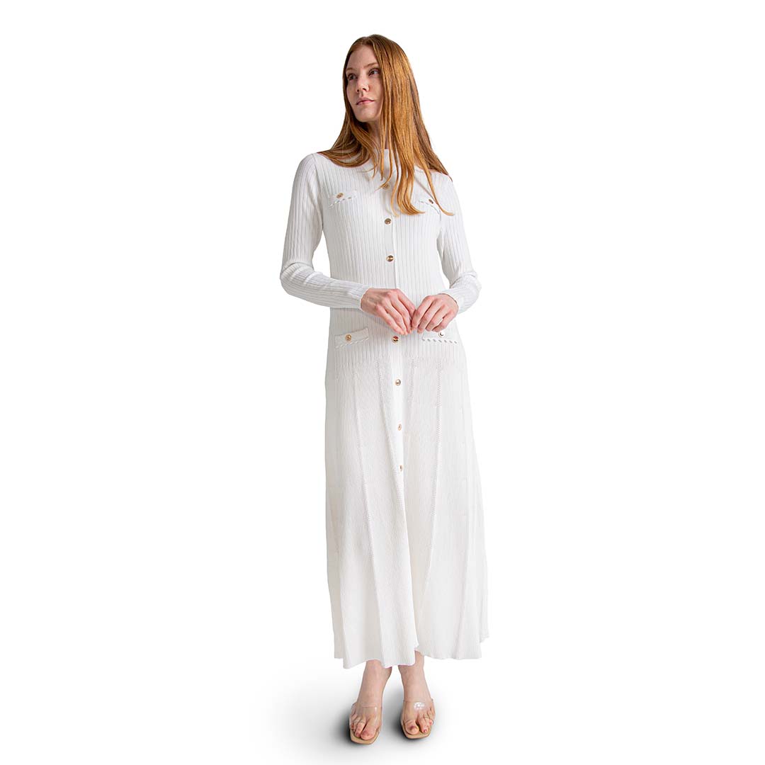 Ivory Engineer Rib Cardigan