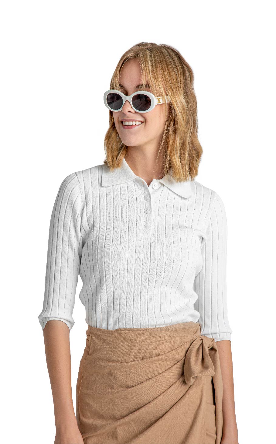 White Pointed Collar Polo
