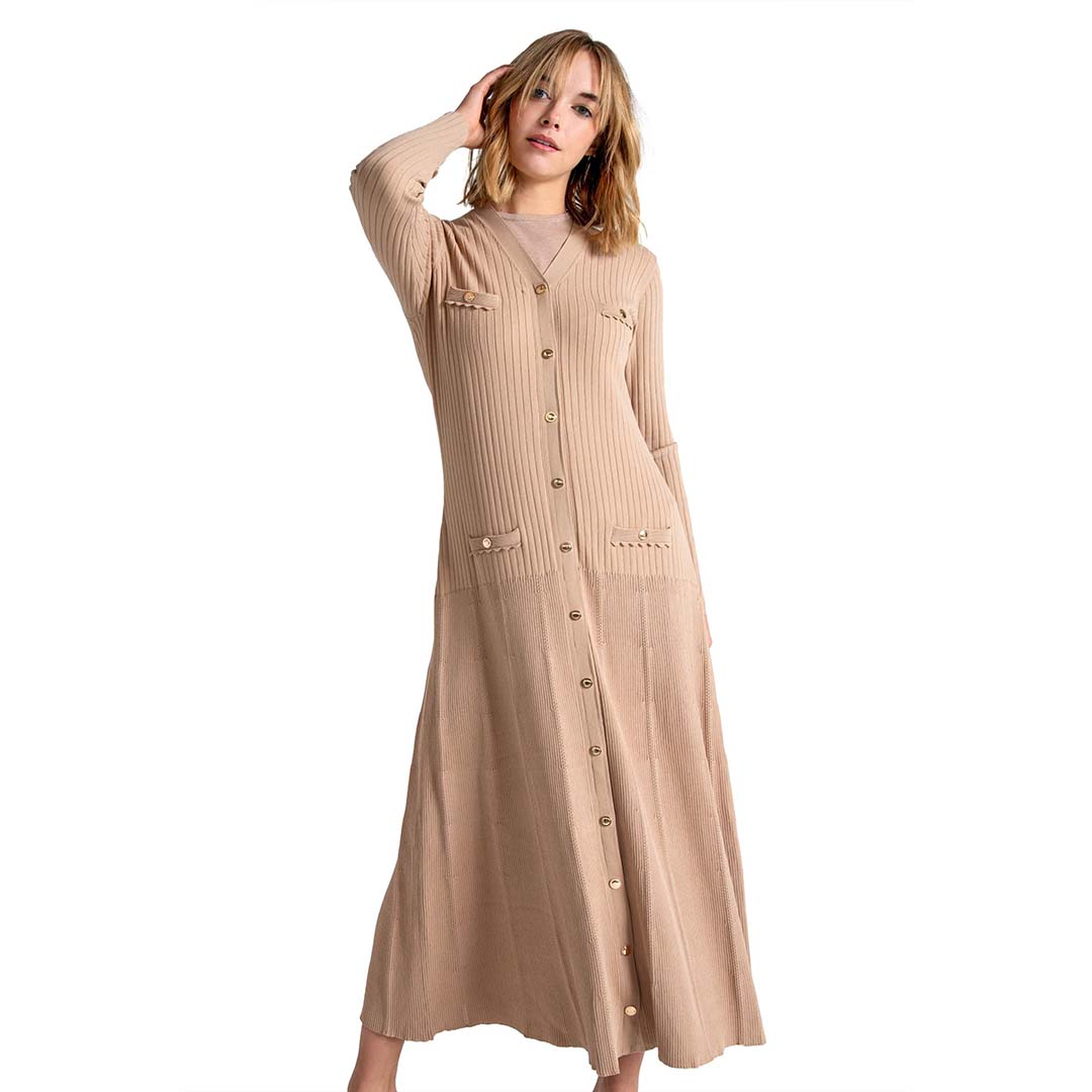 Wheat Engineer Rib Cardi Dress