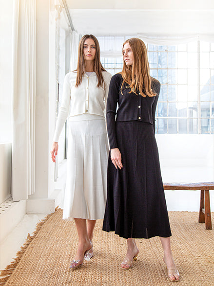 Ivory Engineer Rib Skirt