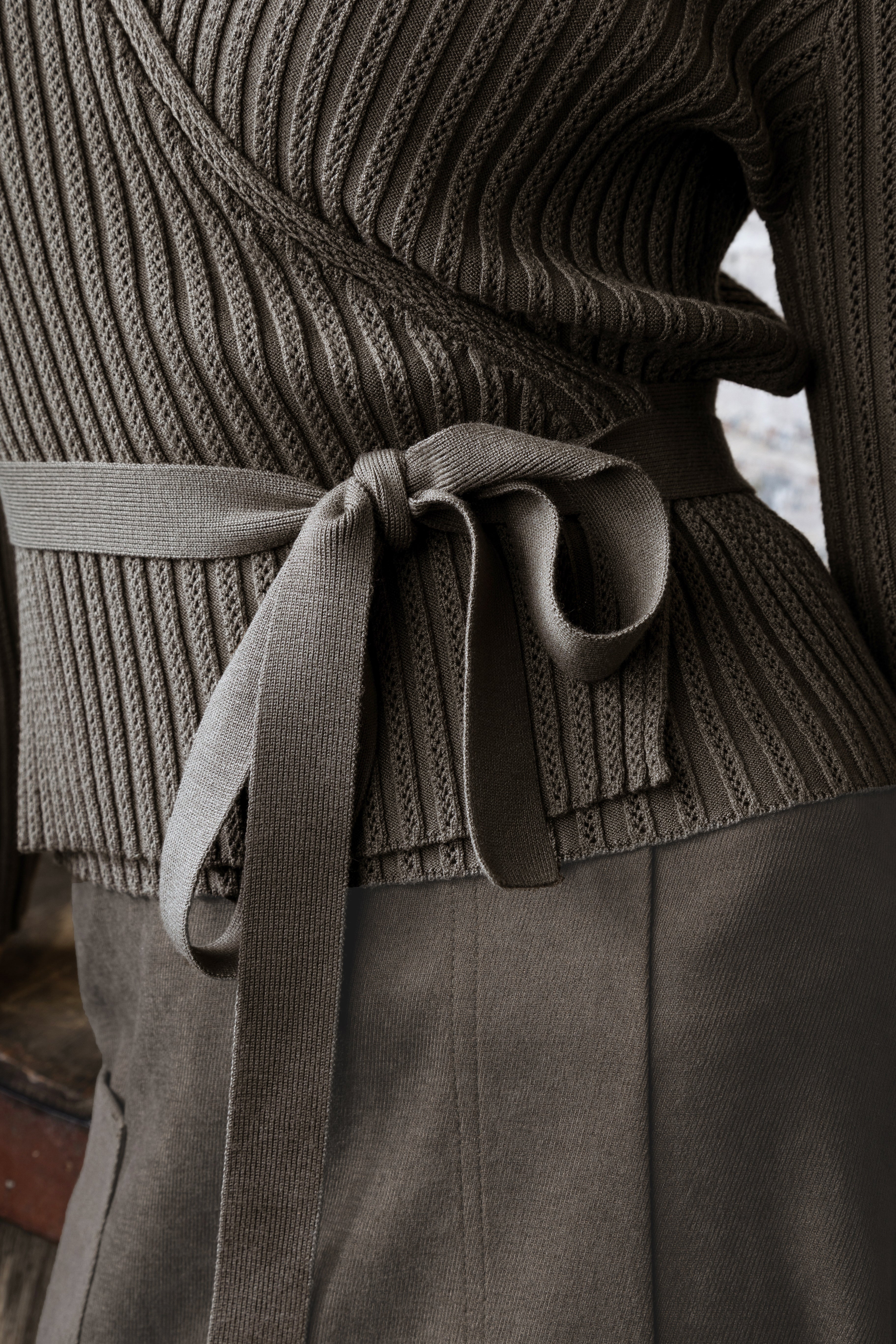 OLIVE EMBER WRAP SWEATER