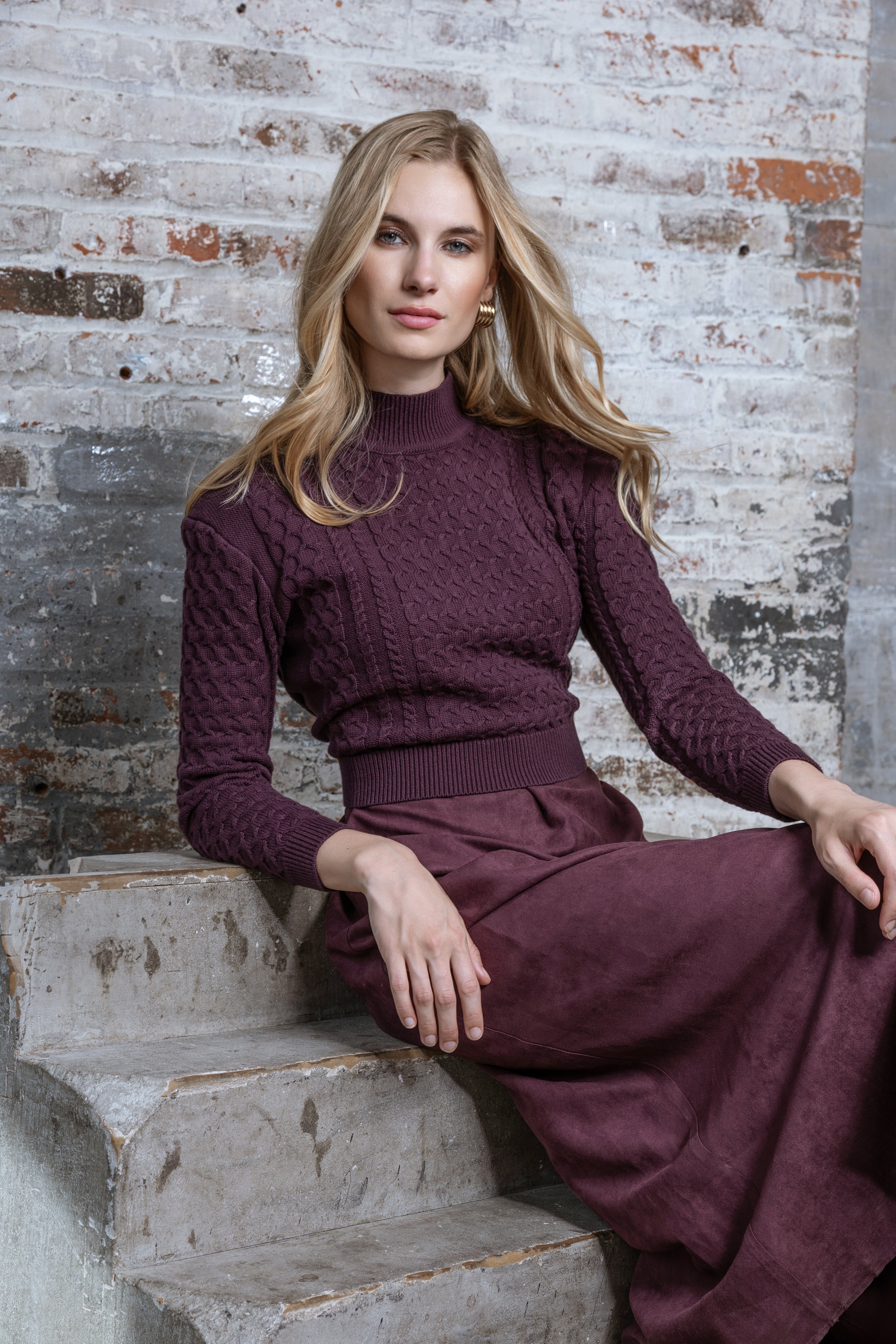 WINE CABLETTA SWEATER