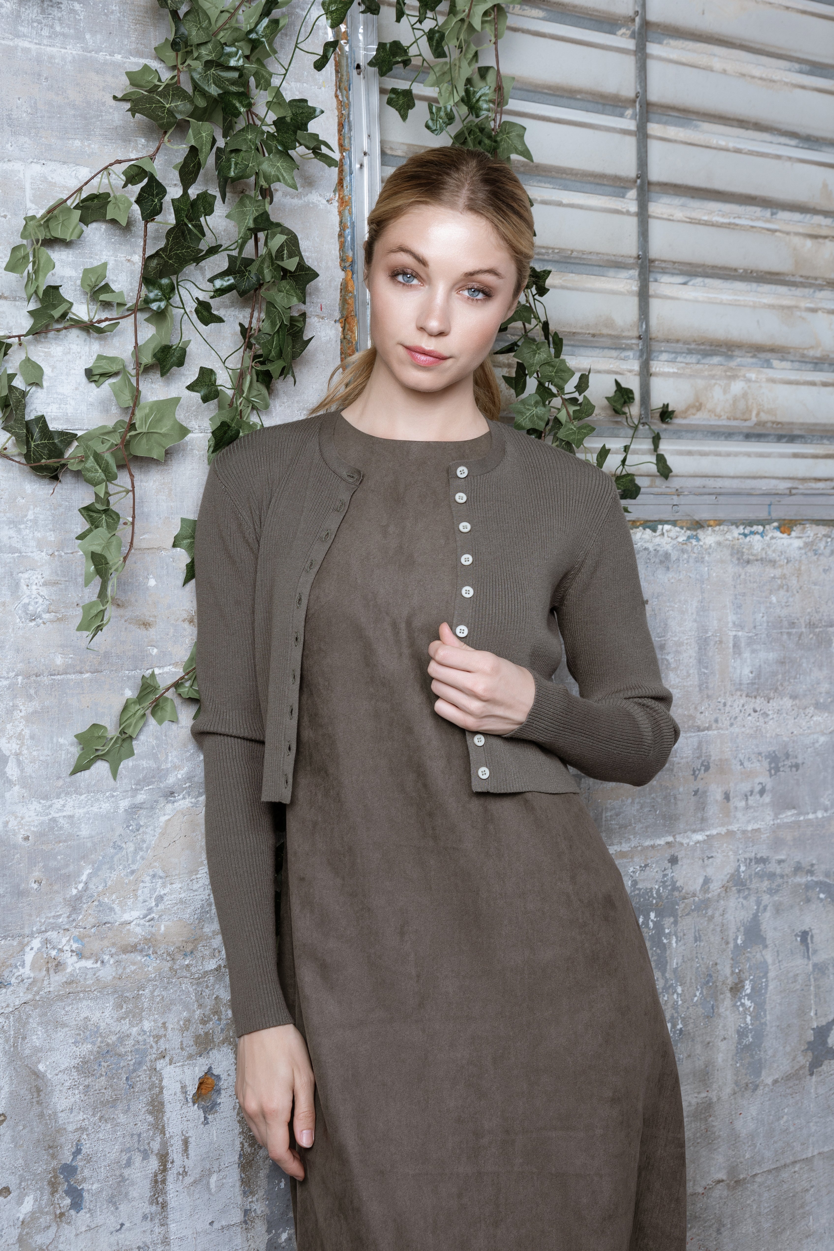 OLIVE SUEDE JUMPER