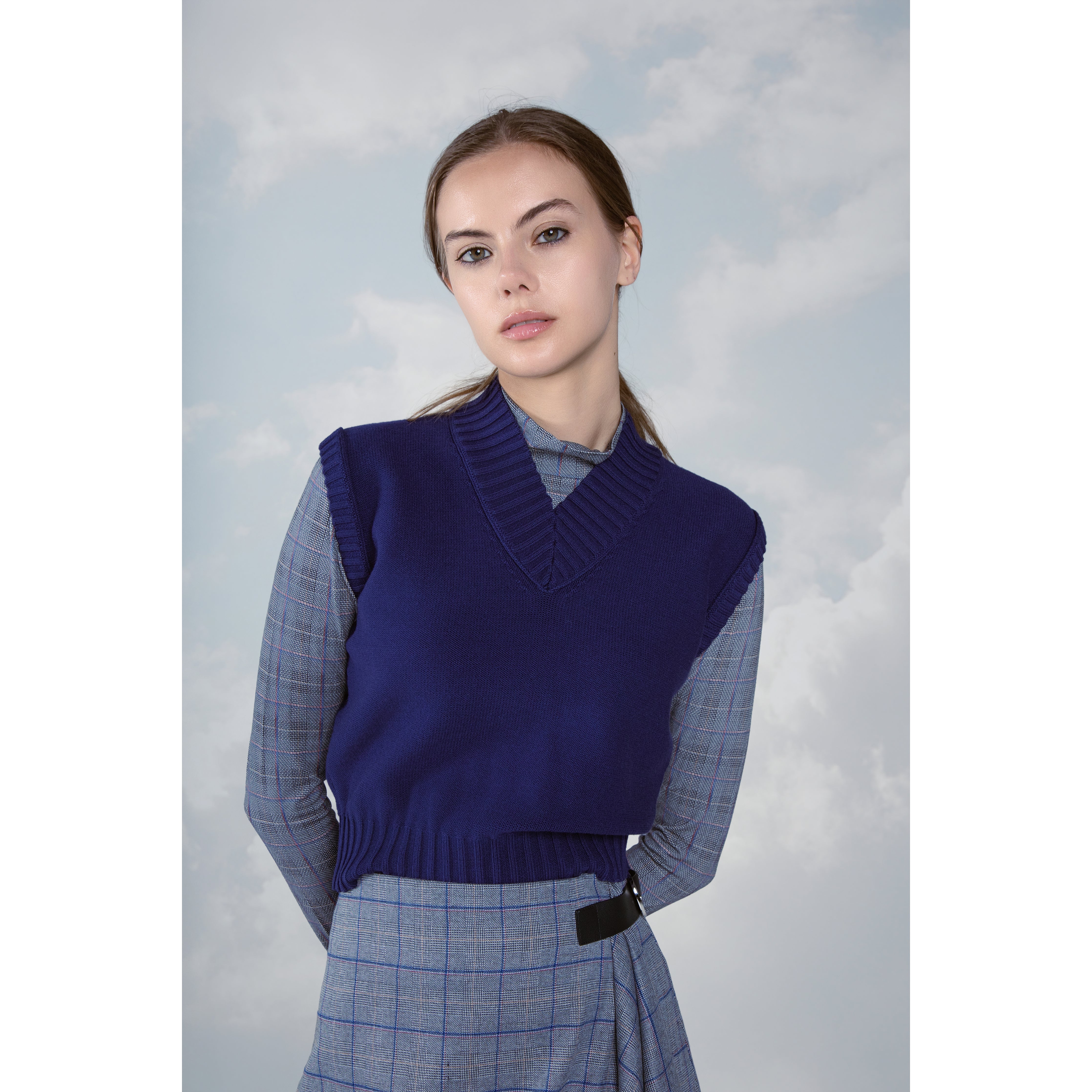 GRAY PLAID ESSENT TURTLENECK