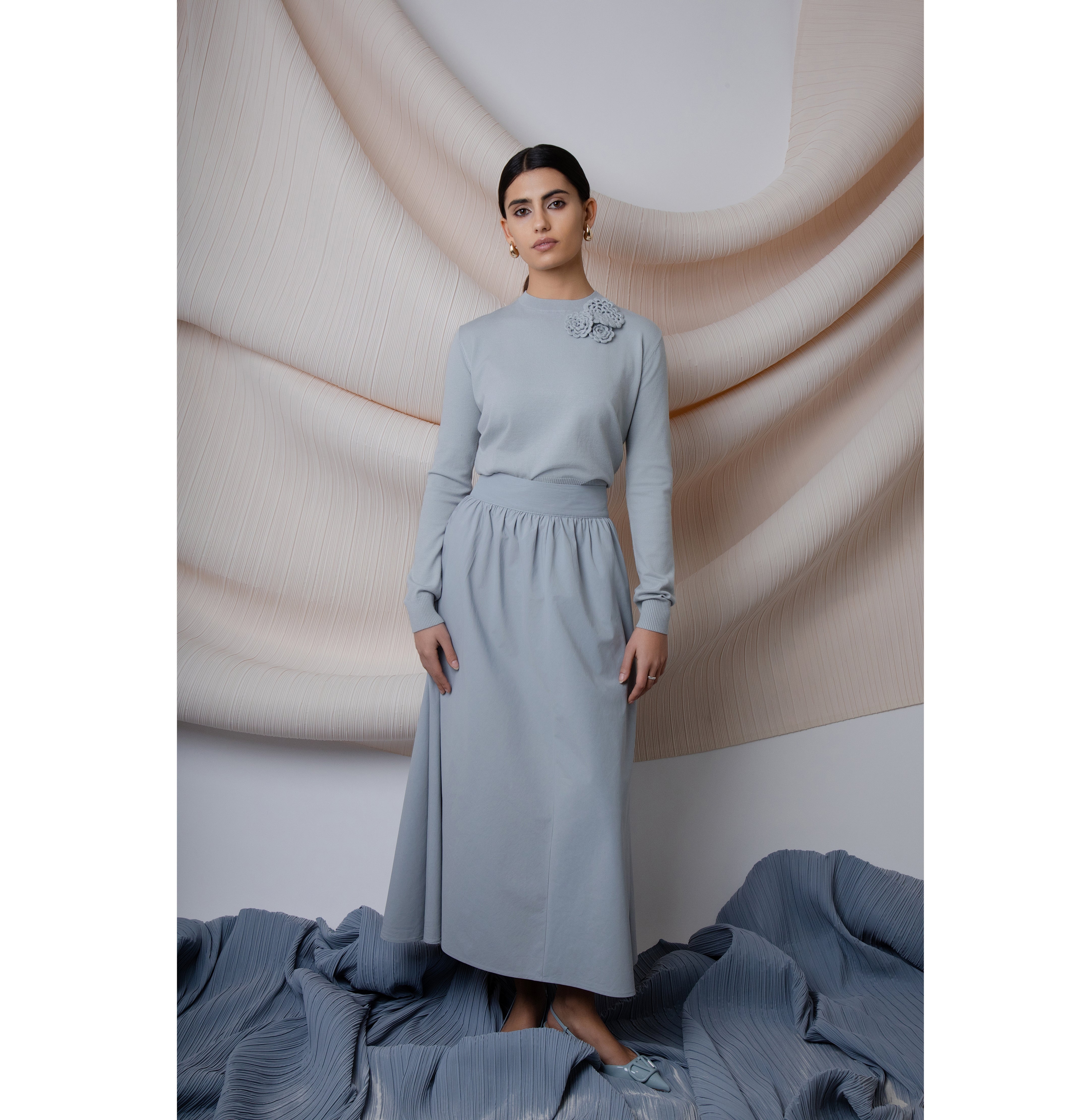 LIGHT BLUE ROSAIRE SWEATER