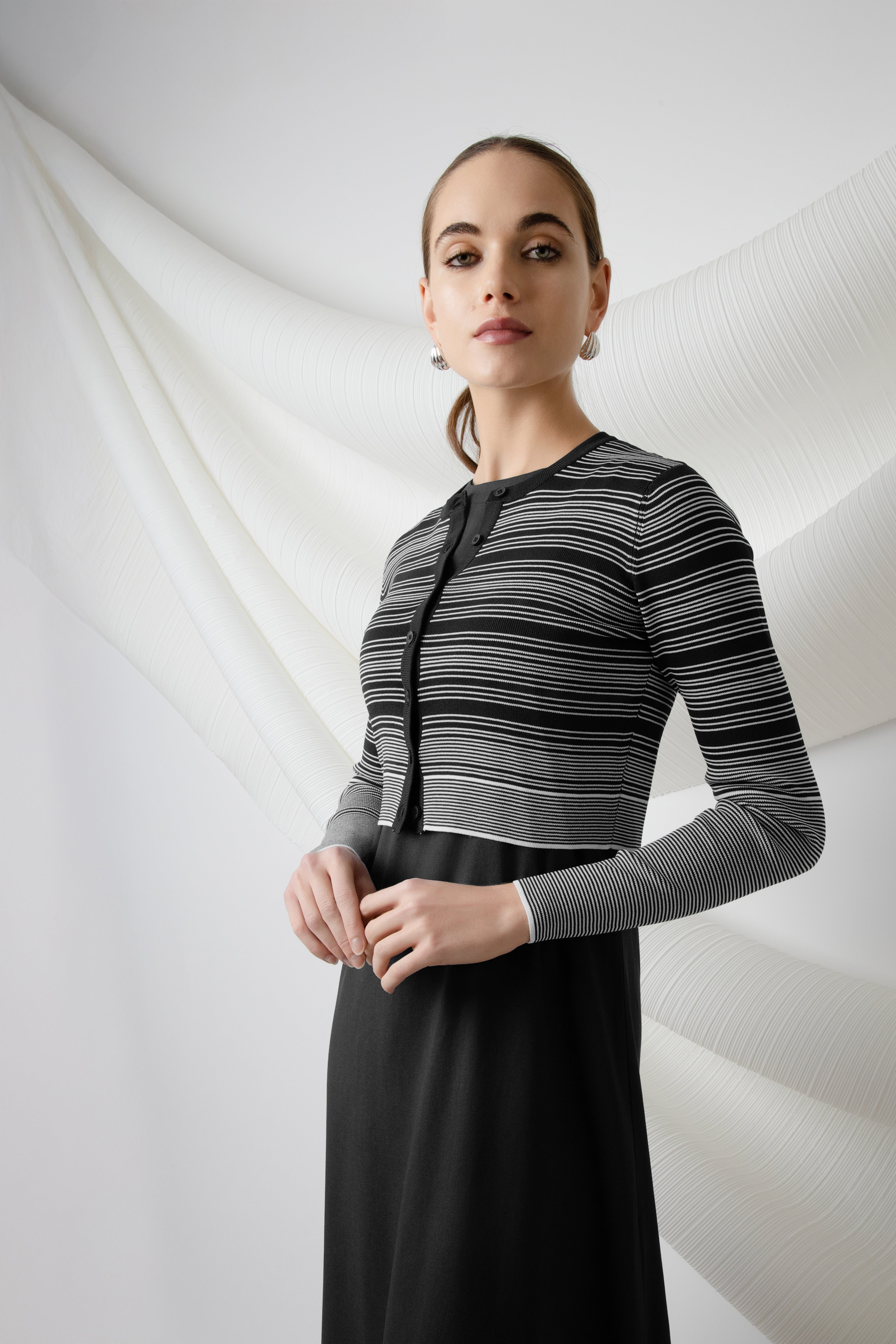 BLACK STRIPED KADE CARDIGAN