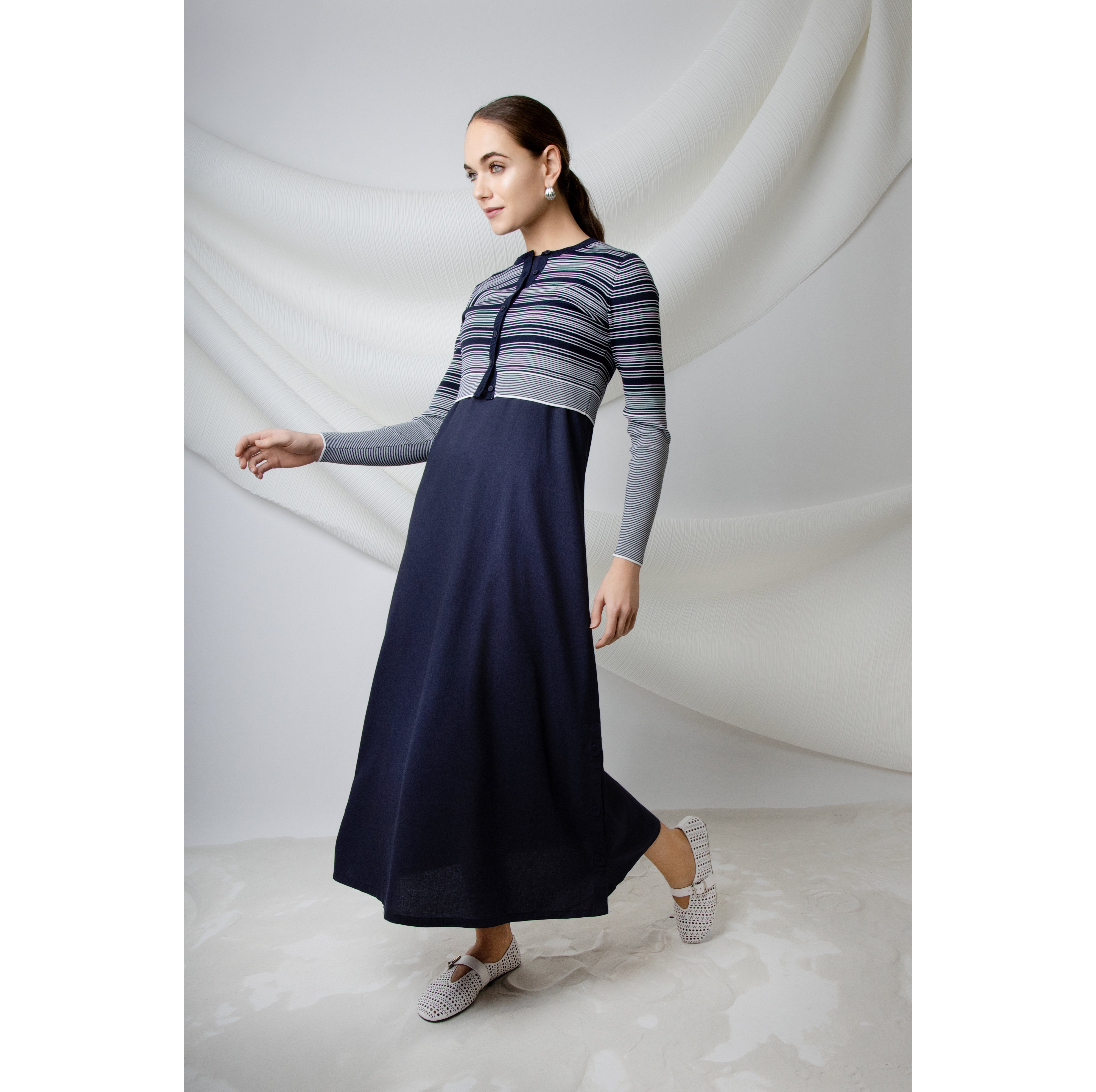 NAVY STRIPED KADE CARDIGAN