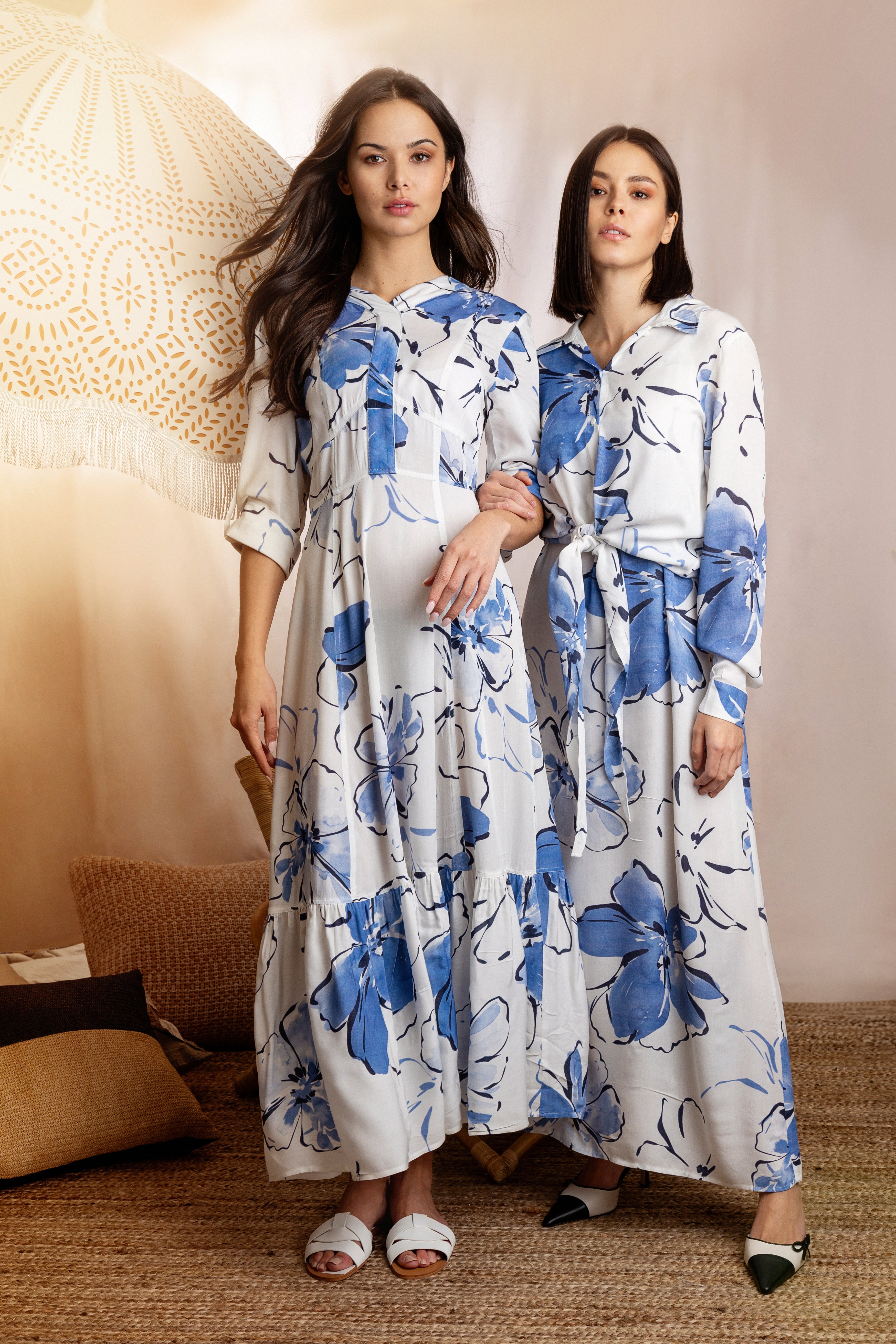 WHITE FLORAL FLORAL PRINTED DRESS