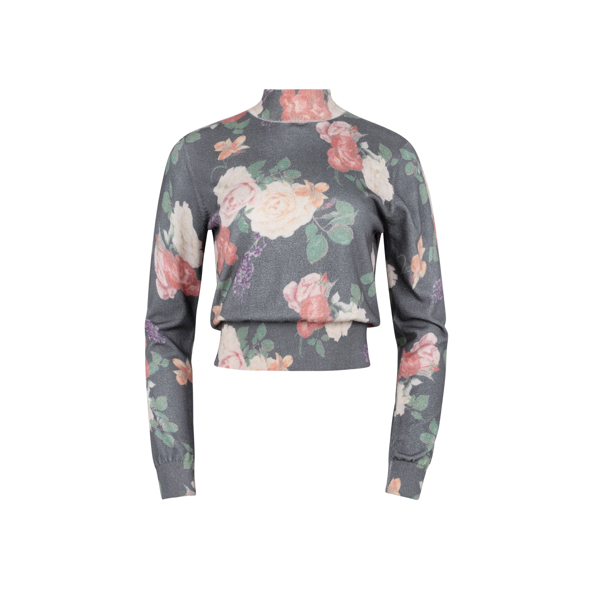 GRAY FLORAL LUNA SWEATER