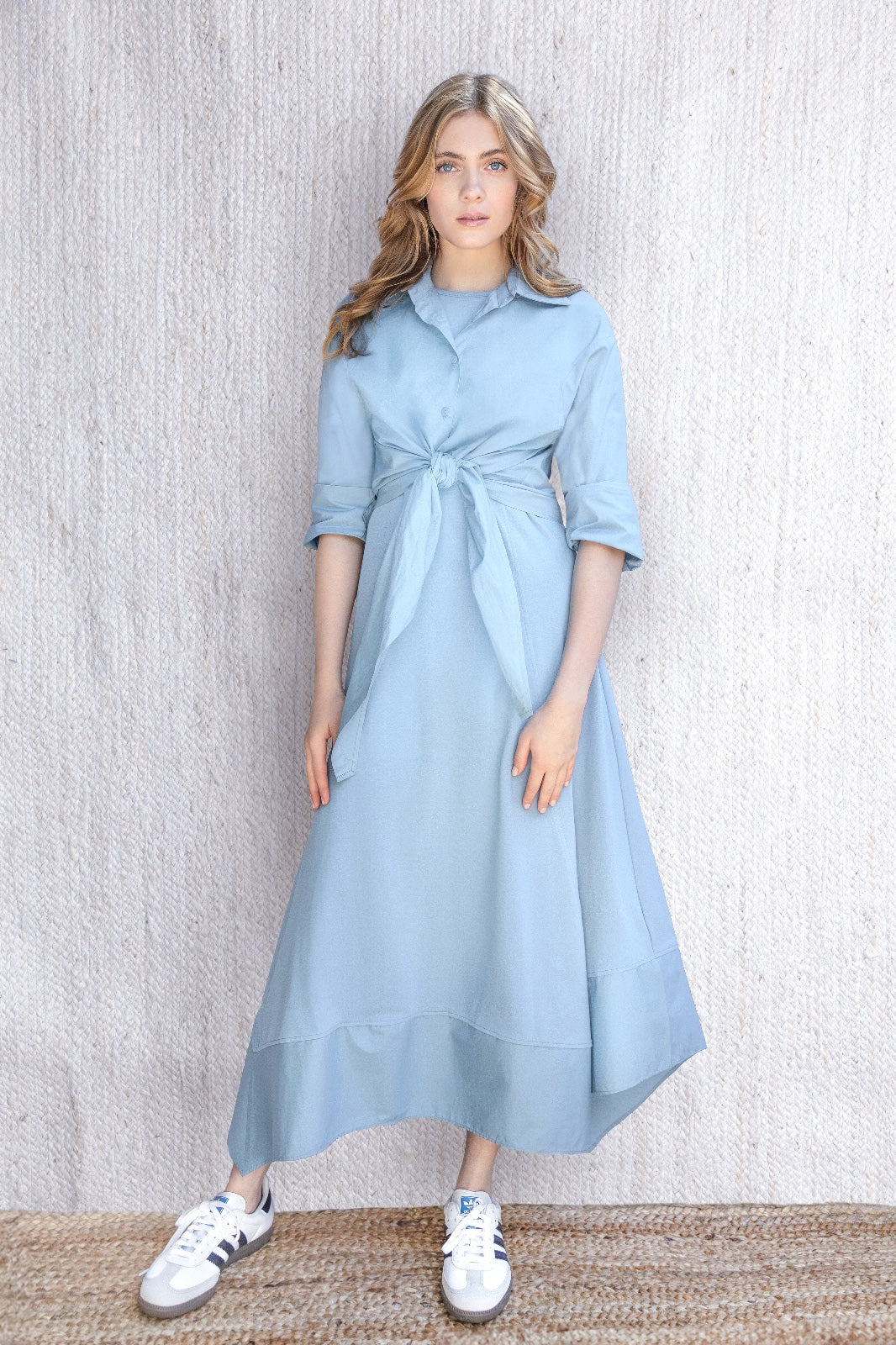 DUSTY SEAFOAM  KNOT SHIRT BLOUSE