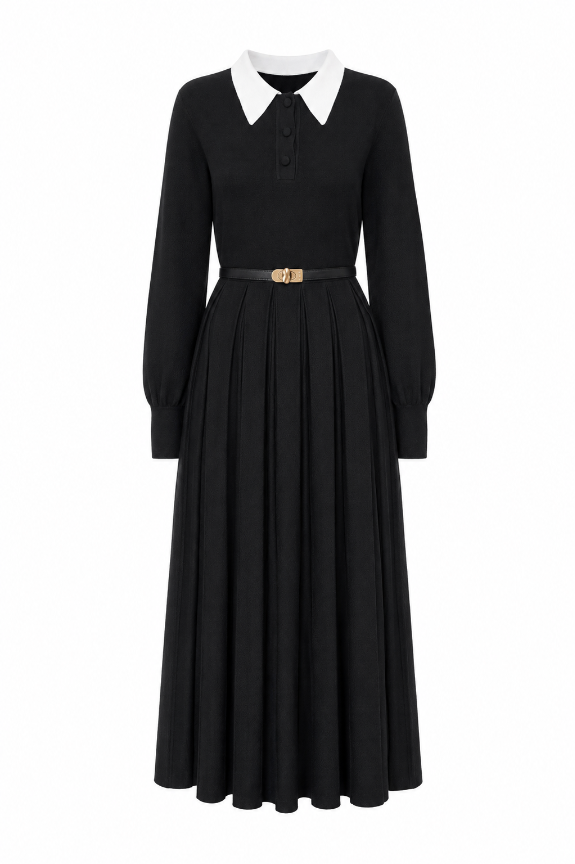 WHITE COLLAR KNIT MAXI