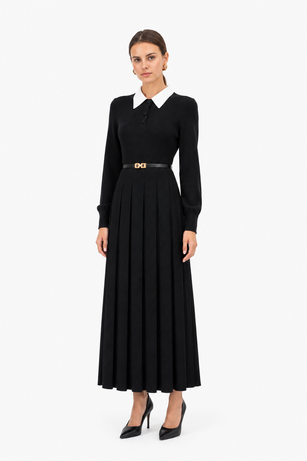 WHITE COLLAR KNIT MAXI
