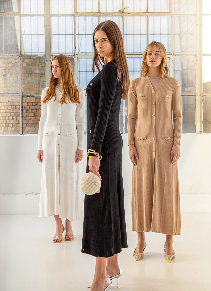 Wheat Engineer Rib Cardi Dress