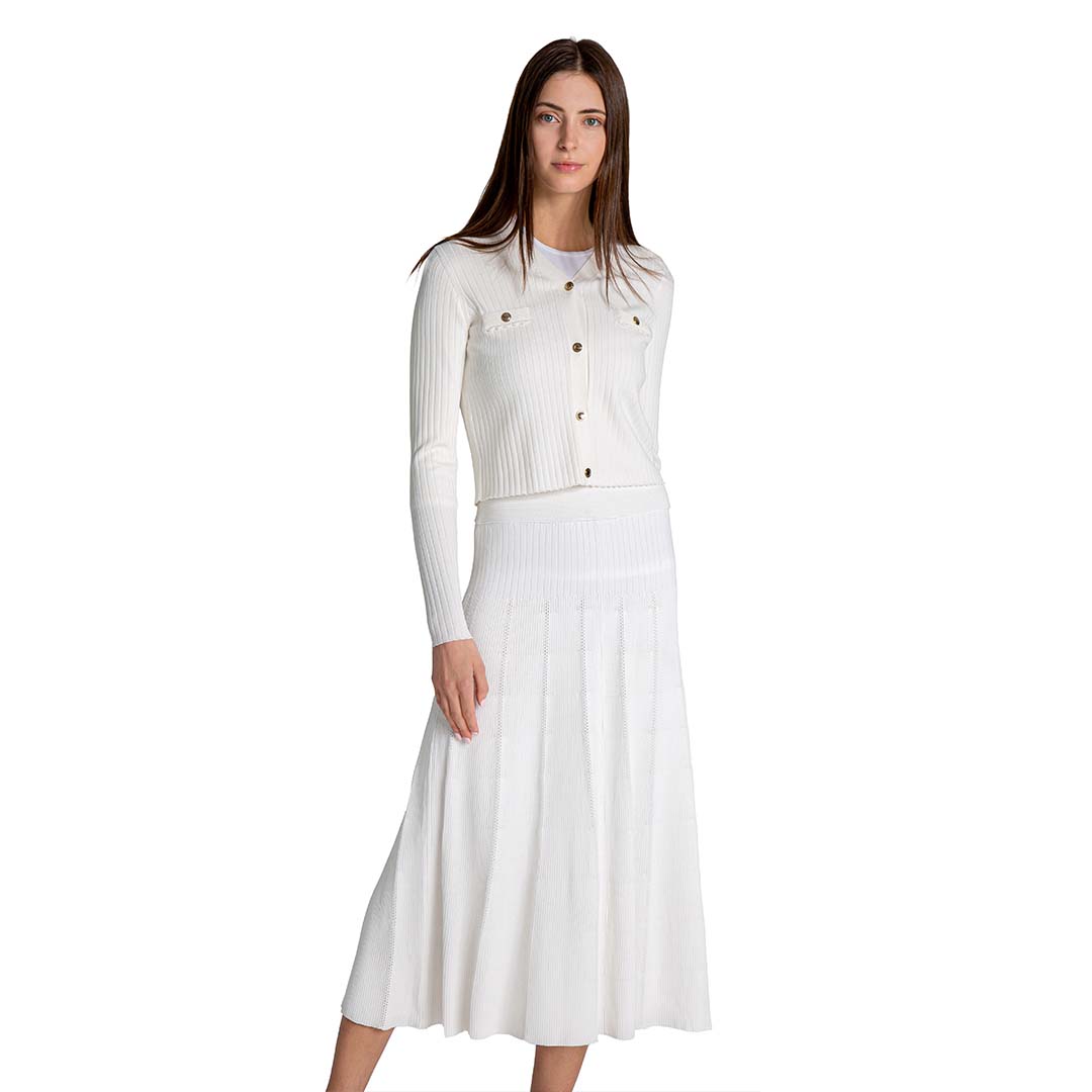 Ivory Engineer Rib Skirt
