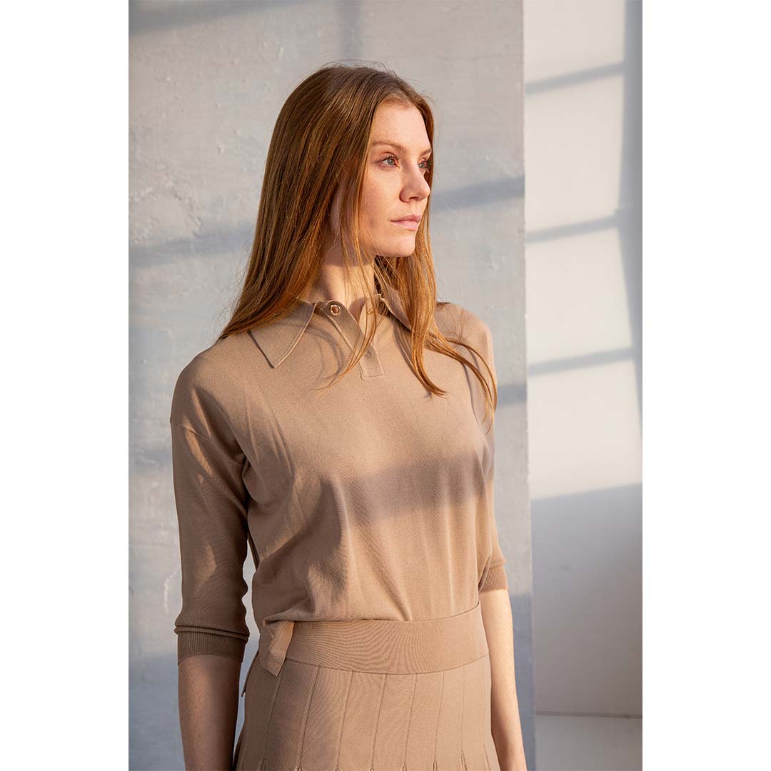 Wheat Wide Rib Boxy Crew Shirt