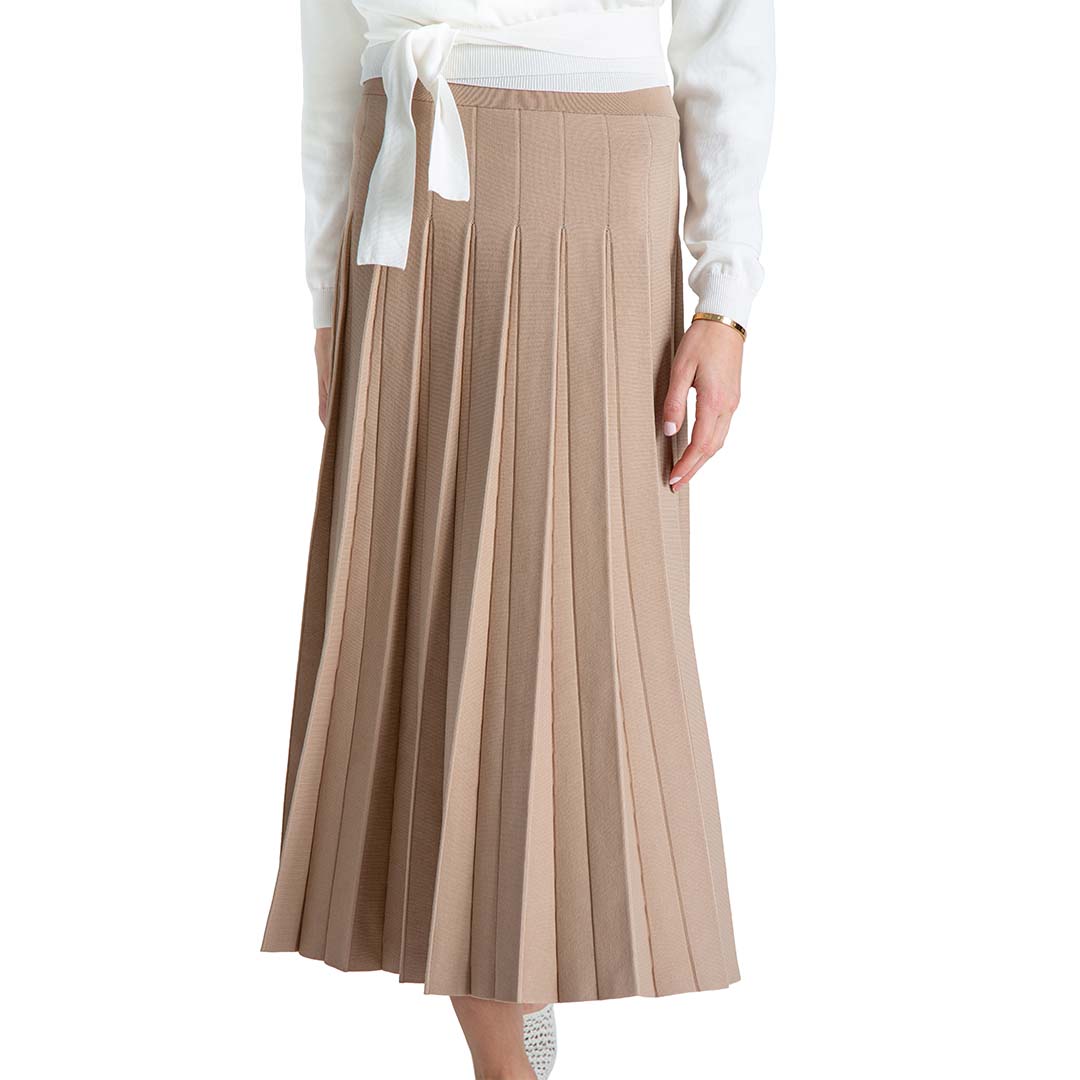 Wheat Structured Pleated Skirt