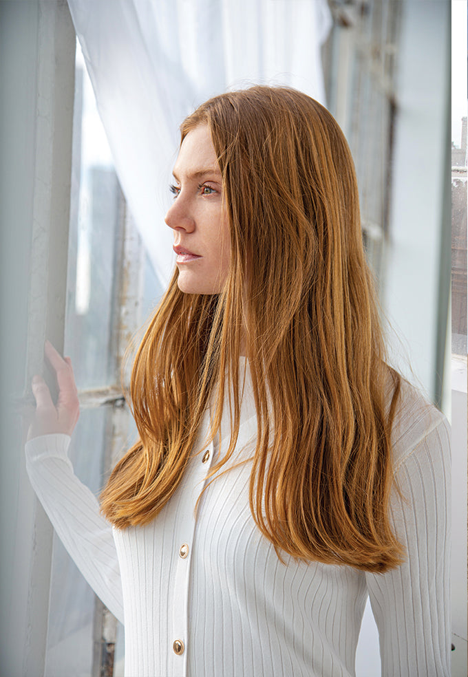 Ivory Engineer Rib Cardigan